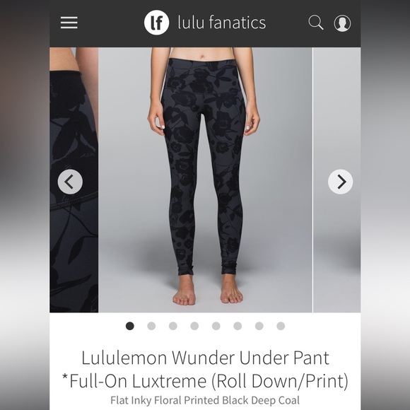 Lululemon- HR Wunder Under Flat Inky Floral- Sz 10- 28”- FoldOver- Coal Black - Picture 14 of 14